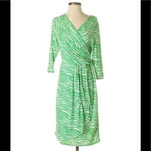 Green and white animal print dress.
